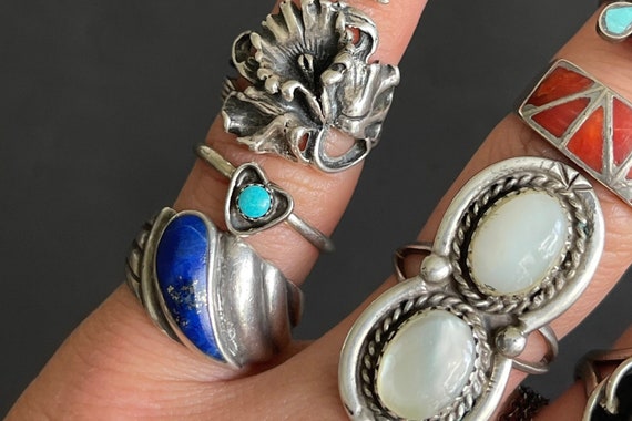 Vintage Lapis Ring Sterling Silver Lapis Lazuli T… - image 10