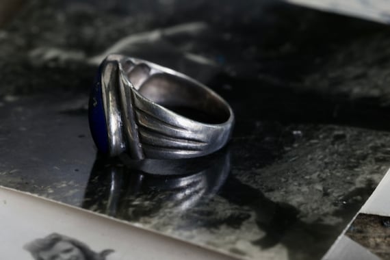 Vintage Lapis Ring Sterling Silver Lapis Lazuli T… - image 7