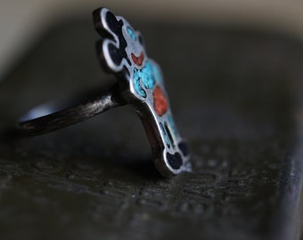 Rare Zunitoons Vintage Mickey Mouse Inlay Ring Native American