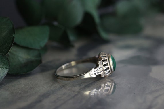 Vintage Art Deco malachite ring Sterling Silver g… - image 5