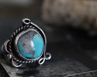 Vintage Navajo Turquoise Ring Native American Kingman Turquoise Ring  Southwestern Sterling silver turquoise Ring Sz 7