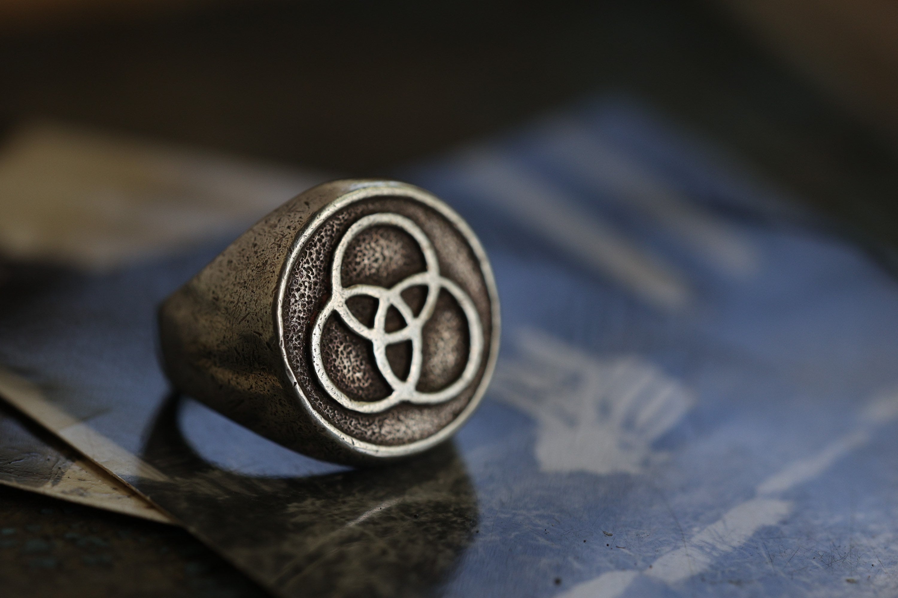 Vintage Sterling Silver Led Zeppelin Ring John Bonham symbol ring Holy