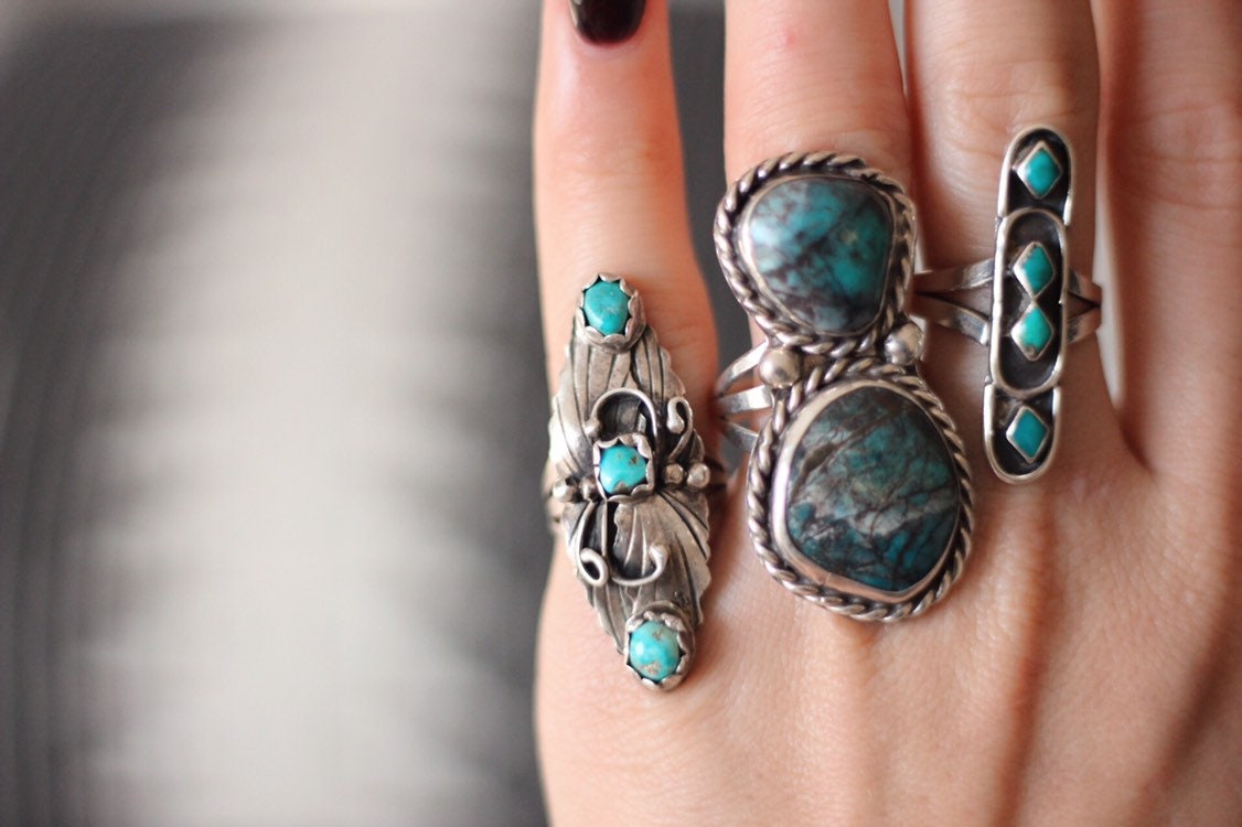 Elongated Turquoise Leaf Ring Elongated Turquoise Leaf Ring
