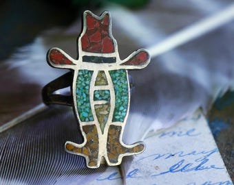 HUGE Old Pawn Navajo Cowboy Houston Livestock Show & Rodeo Crushed Turquoise, Coral and MOP Inlay  HEAVY Unisex cowgirl ring boots Sz 9