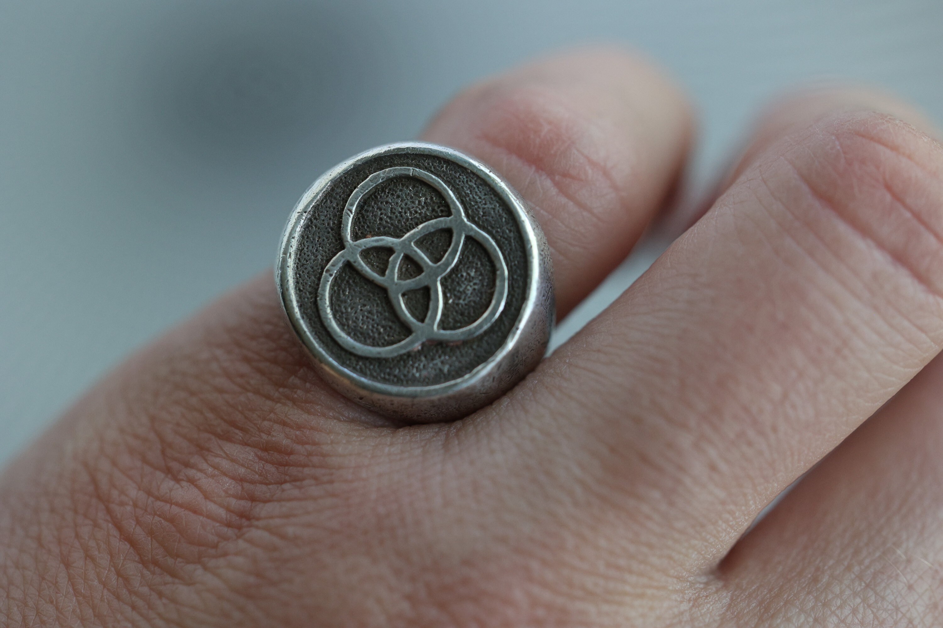 Vintage Sterling Silver Led Zeppelin Ring John Bonham symbol ring Holy