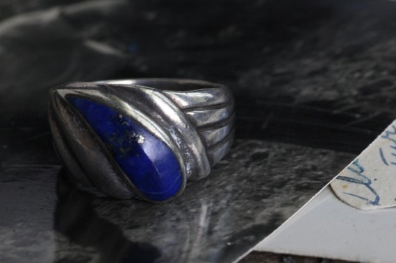 Vintage Lapis Ring Sterling Silver Lapis Lazuli T… - image 1