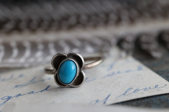 Vintage Navajo Turquoise Ring Silver Turquoise Ri… - image 3