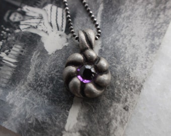 Beautiful Sterling Silver Amethyst Flower Pendant on 14” Choker Necklace Purple Gemstone Birthstone Vachi Necklace