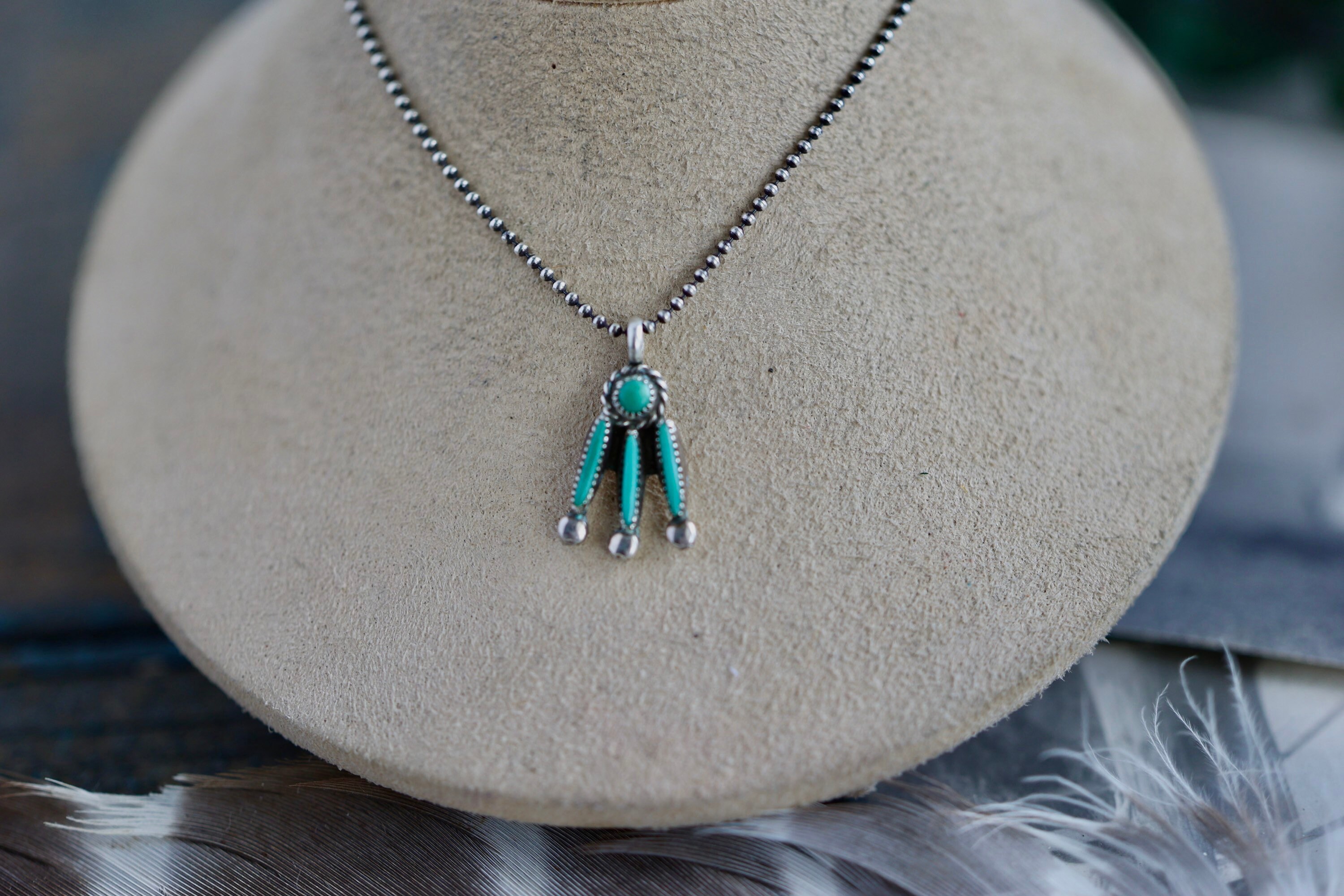 Zuni Needlepoint Turquoise Cross Pendant