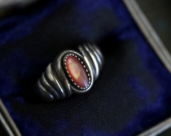 Vintage Navajo Pearl ring Native American Southwestern Navajo Salmon Pink Mother of Pearl Ring Orange Paua Shell mid Century Ring
