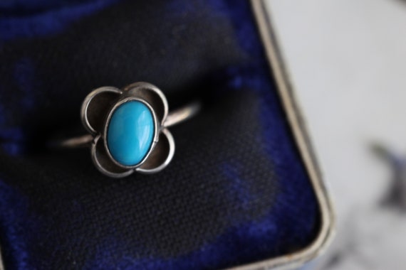 Vintage Navajo Turquoise Ring Silver Turquoise Ri… - image 8