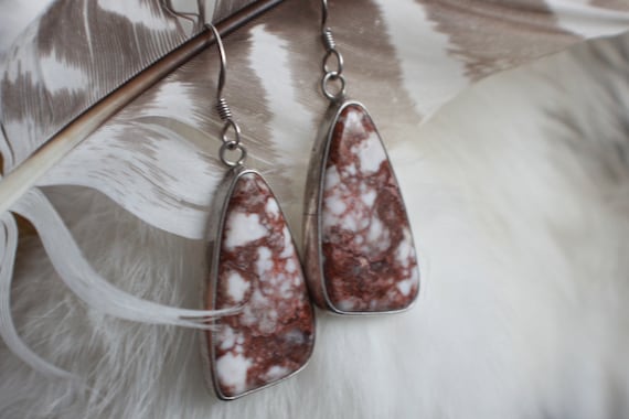 HUGE Vintage Navajo Wild Horse Magnesite Earrings Slab Rare Sterling Silver  Native American Signed Wild Horse Dangle Earrings - Etsy
