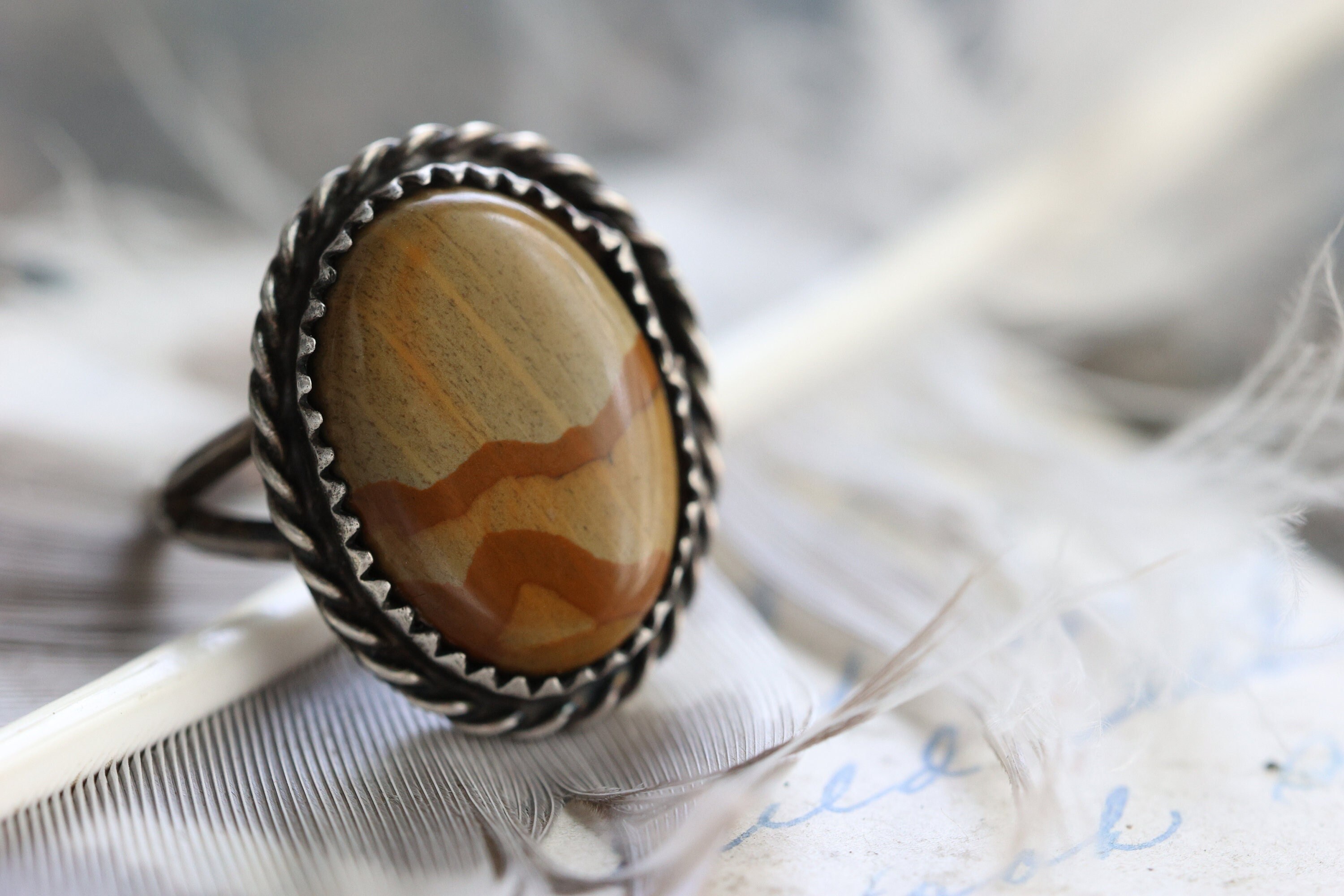 Desert Scene Jasper!! Vintage Native American Navajo Sterling Silver Necklace Desert Scene Jasper!! Vintage Native American Navajo Sterling Silver Necklace