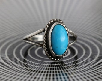 Vintage Navajo Turquoise Ring Silver Turquoise Ring Vintage Turquoise Ring Sterling Native American Turquoise Ring Southwestern Ring Sz 6.5