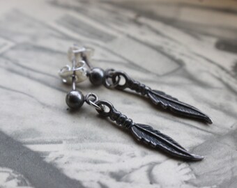 Vintage Navajo Sterling Feather Dangle Earrings Earrings Sterling Silver Native American Feather Dreamcatcher Earrings