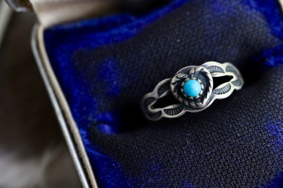 Vintage Turquoise Ring Old Pawn Fred Harvey Era S… - image 2