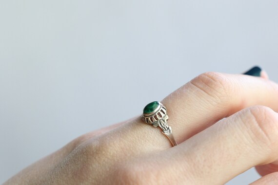 Vintage Art Deco malachite ring Sterling Silver g… - image 10