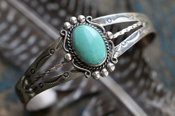 Vintage Old Pawn Fred Harvey Era Turquoise Stampe… - image 9