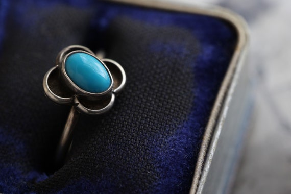 Vintage Navajo Turquoise Ring Silver Turquoise Ri… - image 7