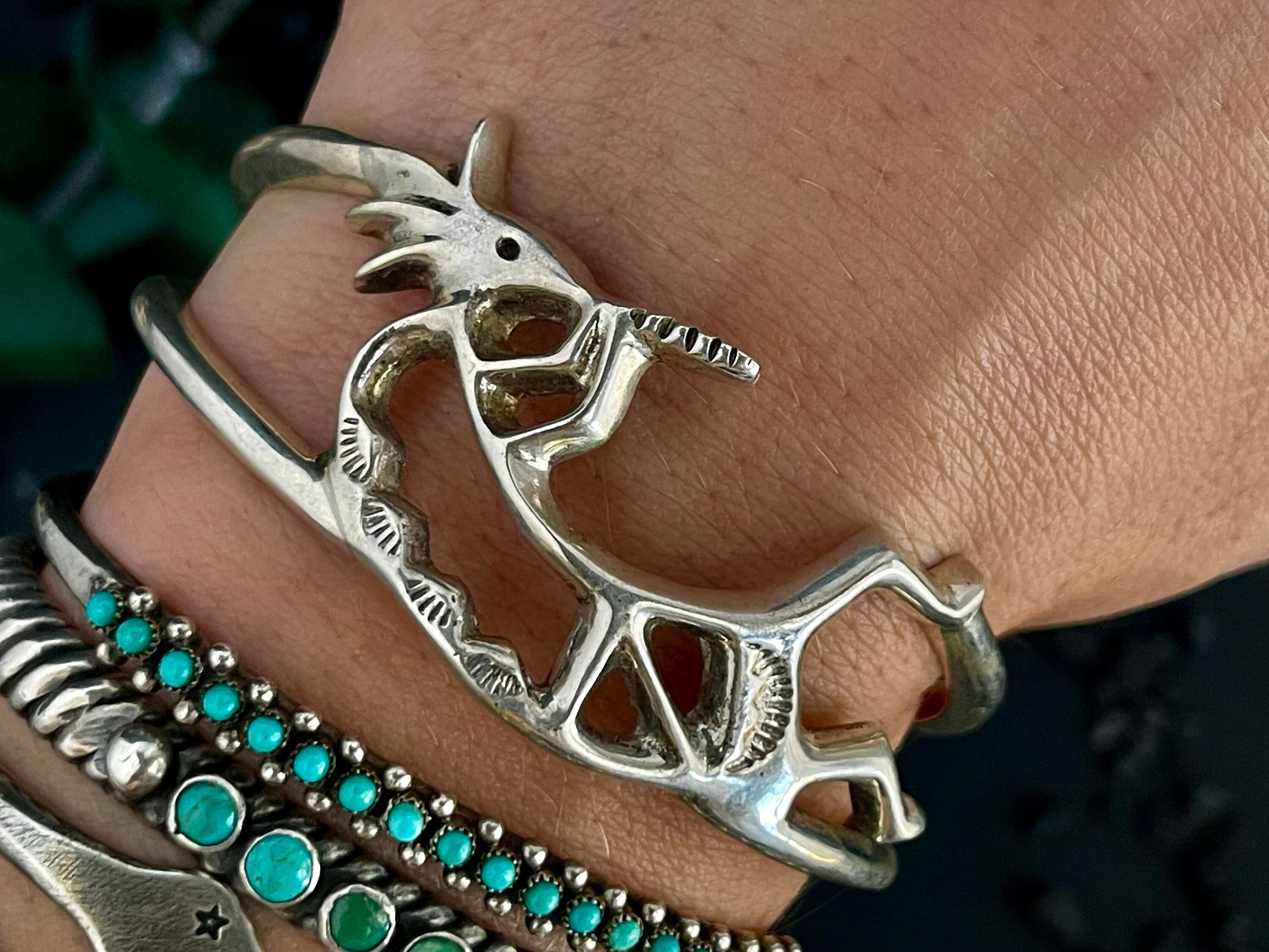 Amazing Vintage Navajo Sterling Silver Kokopelli Bracelet Native American Old Amazing Vintage Navajo Sterling Silver Kokopelli Bracelet Native American Old