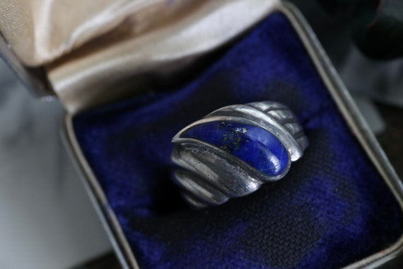 Vintage Lapis Ring Sterling Silver Lapis Lazuli T… - image 2