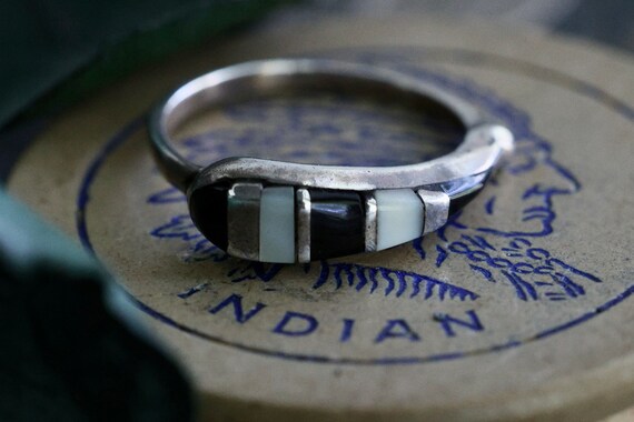 Vintage Zuni Multi Stone Inlay asymmetrical Ring … - image 5