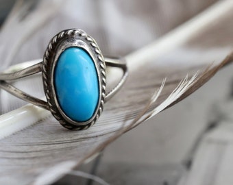 Vintage Navajo Turquoise Ring Silver Turquoise Ring Vintage Turquoise Ring Sterling Native American Turquoise Ring Southwestern Ring Sz 6.5