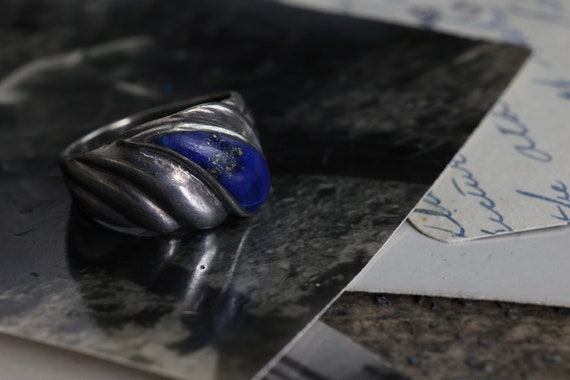 Vintage Lapis Ring Sterling Silver Lapis Lazuli T… - image 5