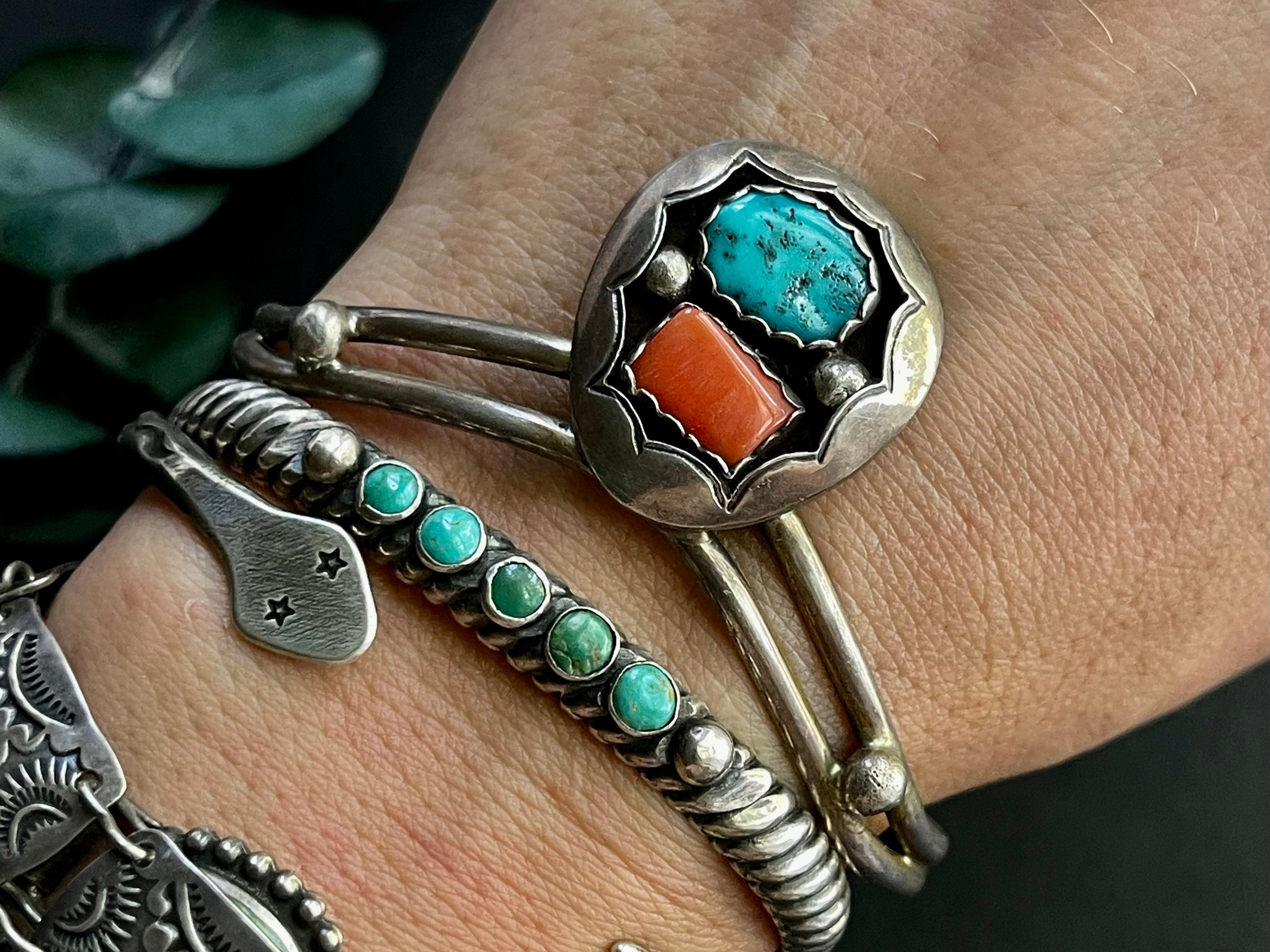 Gorgeous Vintage Native American Navajo Morenci Turquoise Sterling Silver Bracelet Gorgeous Vintage Native American Navajo Morenci Turquoise Sterling Silver Bracelet