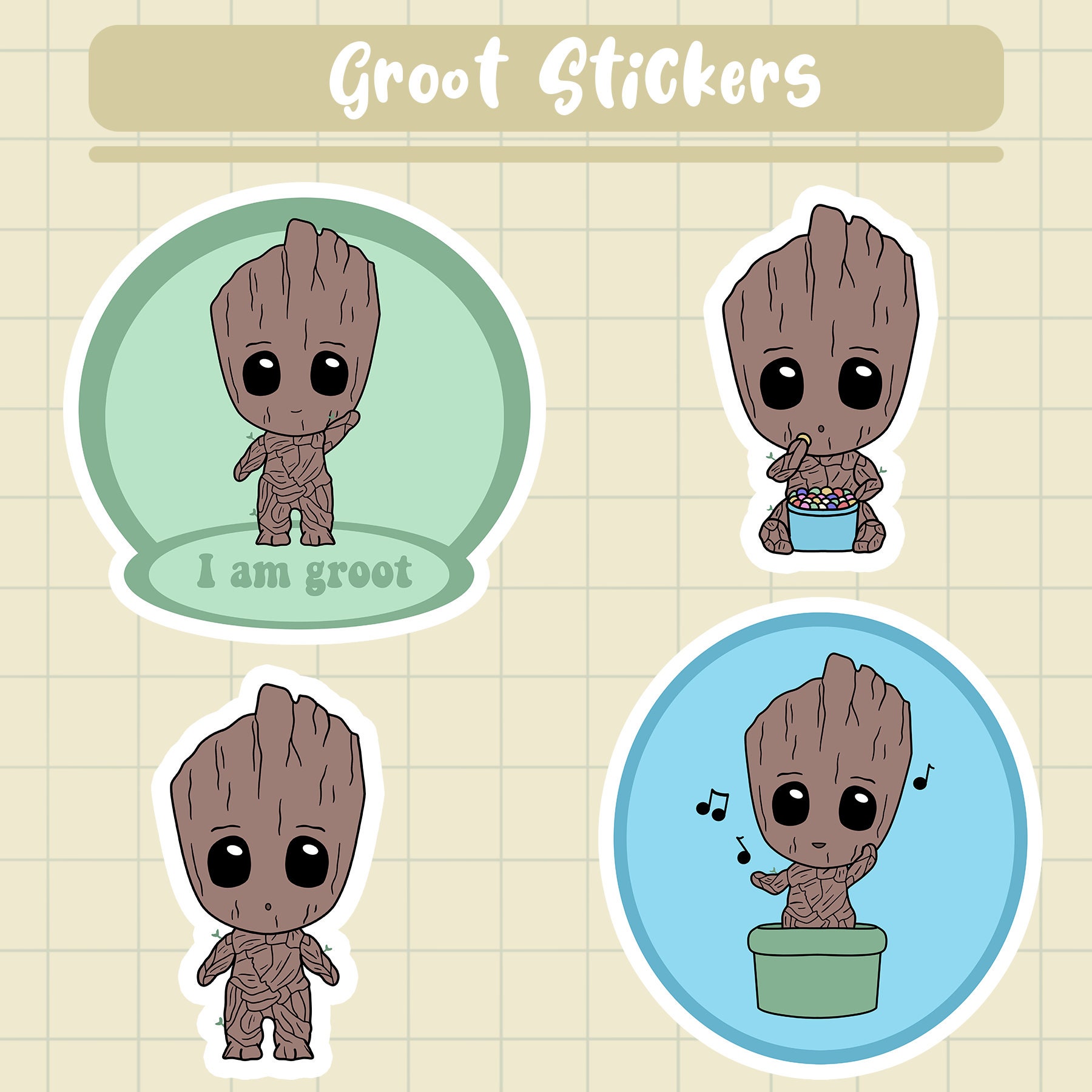 Groot Sticker Pack / Helden Illustration Etsy