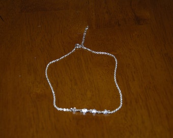 Handmade Sterling Silver Clear Swarovski Crystal Anklet /Bracelet