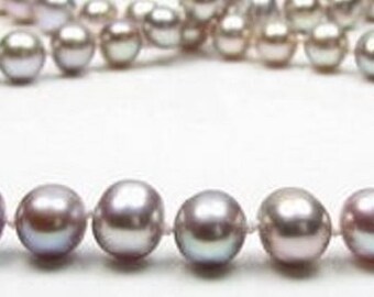 18" CLASSIC Single Strand AA Quality Round Genuine 8mm Lavender Pearl Necklace