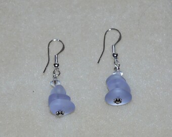 Minimalist Sterling Silver Periwinkle Beach Sea Glass Earrings