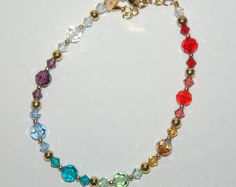 3C goud gevuld & Swarovski elementen Crystal Chakra armband verguld