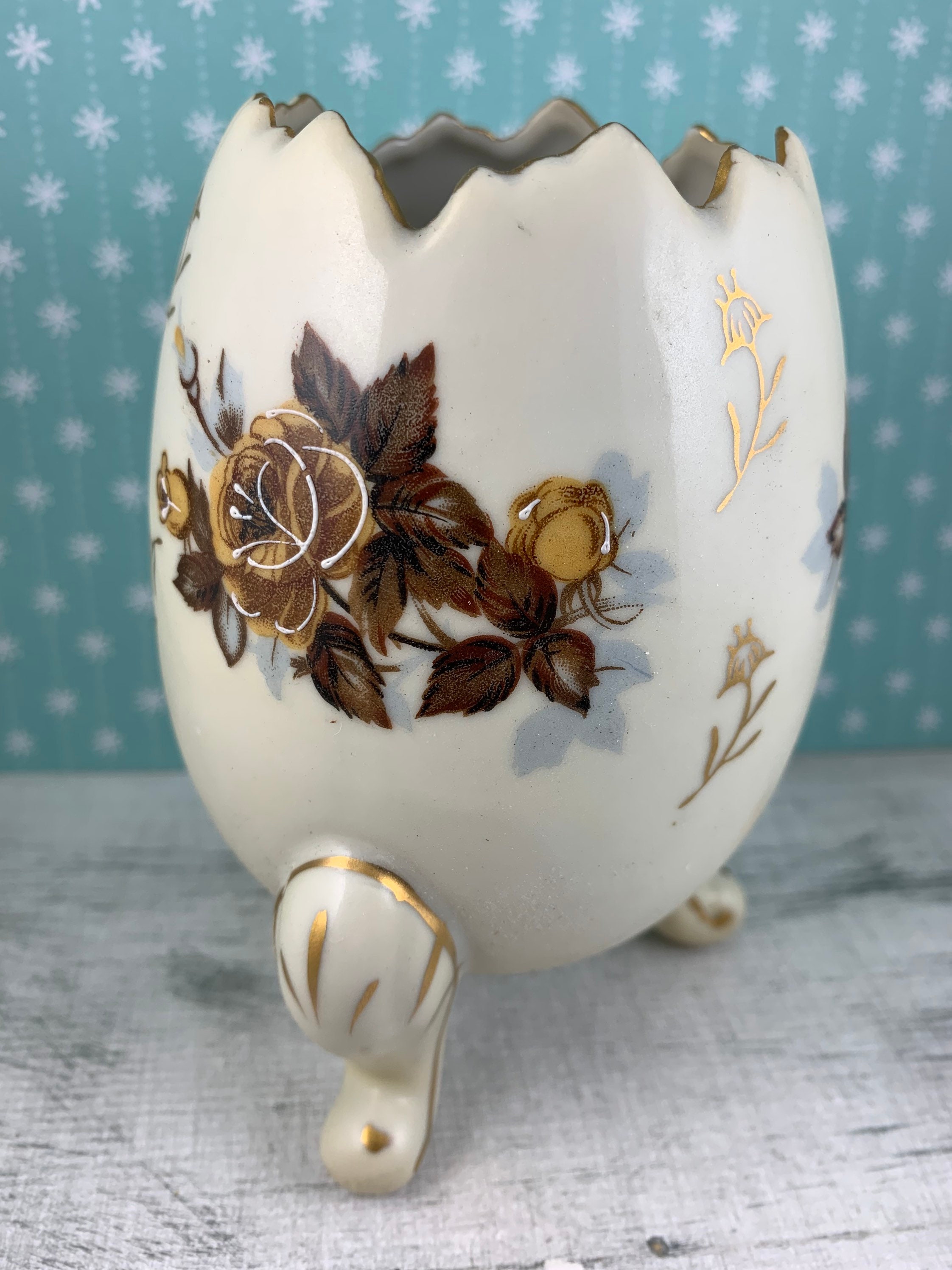 Fioriera di uova incrinata // NAPCO Ware // Oro Dorato // | Etsy