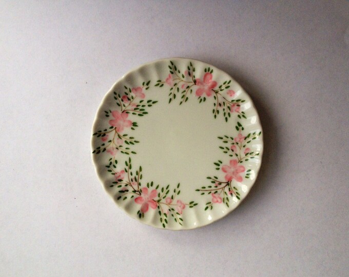 Vintage Ring Dish 1940s Pink Flower / Vintage Jewelry Dish / Etsy