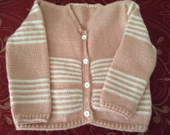 Maglione rosa rosa bambina lavorato a mano 2-3 anni Nuovo!