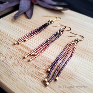 Meditation Collection- Minimalist Dangler Seed Bead Fringe Earrings