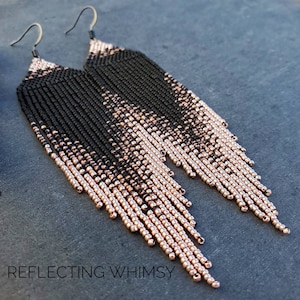 Champagne Bubbles - Larger size, Seed Bead Fringe Earrings