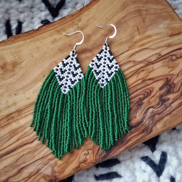 Forest Glade Beaded Fringe Earrings