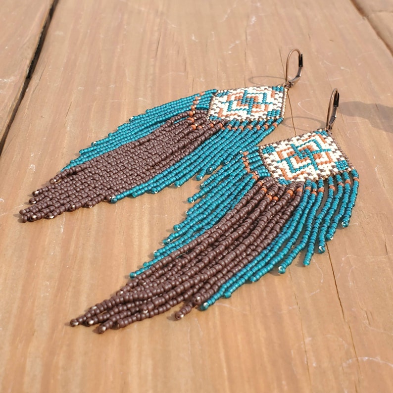 Fringed Harmony Seed Bead Fringe Earrings Etsy