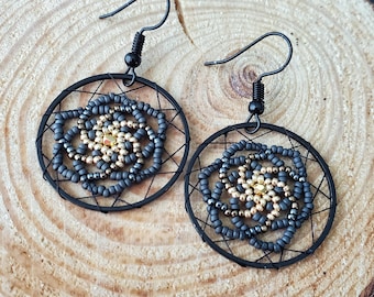 Pendientes de cuentas con diseño de mandala en espiral, Colección Celestial