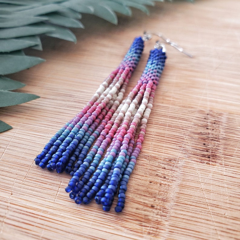 Pink, Blue, Purple Tinsel Earrings