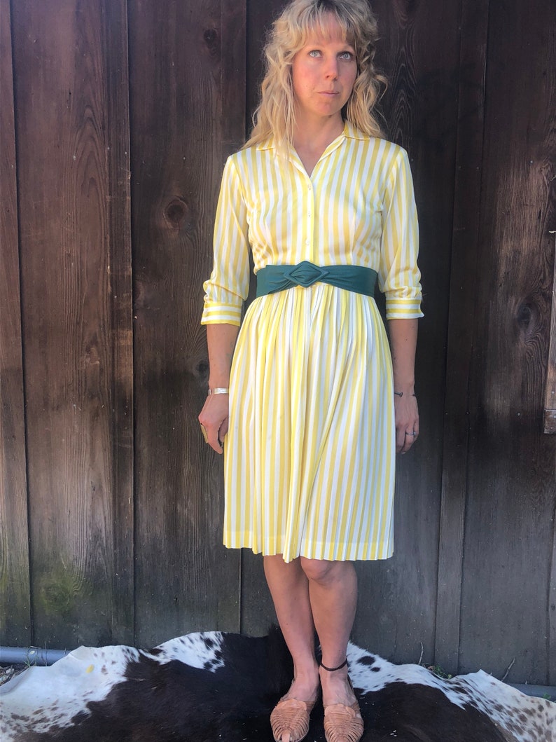 Mellow Yellow Striped Vintage Dress