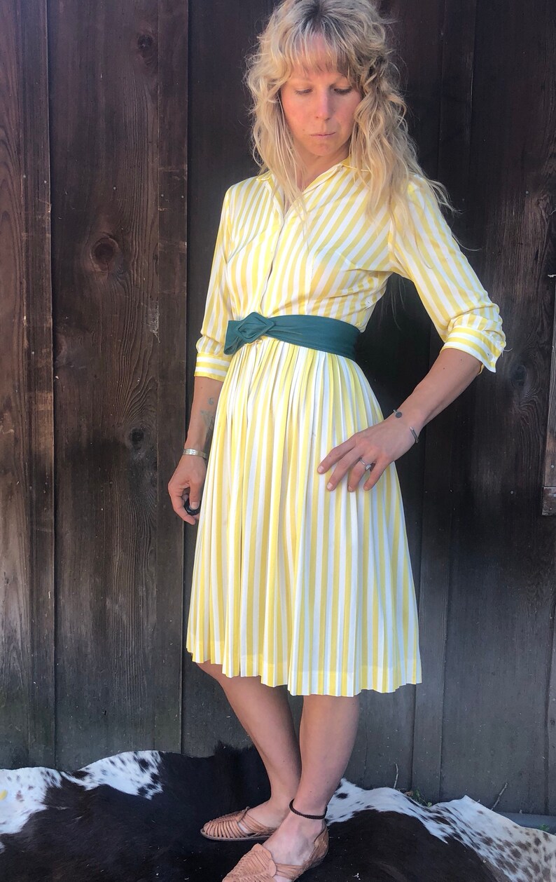 Mellow Yellow Striped Vintage Dress