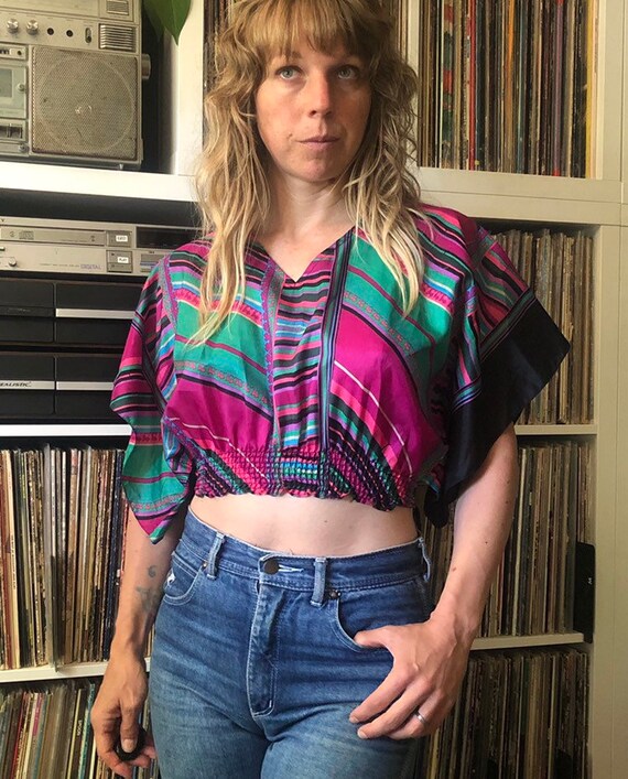 Purple Sage cropped 80's top
