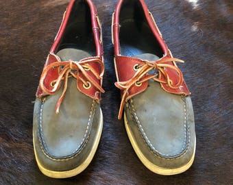 Two tone grey and brown boat shoes Docksides