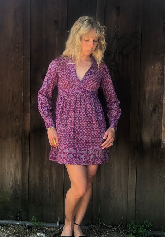 Woodblock Print Vintage Indian Cotton Gauze dress