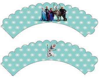 Frozen Birthday Party Printable Cupcake Wrappers Wraps Sleeves Holders ...