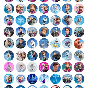 Może przedstawiać: Zestaw 48 okrągłych topperów do babeczek w stylu Frozen. Toppery przedstawiają różne postacie z filmu, w tym Elsę, Annę, Olafa, Kristoffa i Svena. Toppery są wydrukowane na wysokiej jakości kartonie i idealnie nadają się do dodania odrobiny magii Frozen do Twojej następnej imprezy.